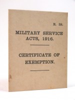 Great War Certificate of Exemption (Military Service Acts, 1916)