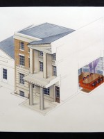 Original architectural drawing with cutaway