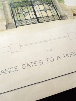 Original architect's drawing of entrance gates to a public park