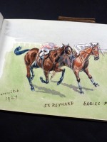 Original 1920s watercolour album: horses, horse racing, equestrian etc