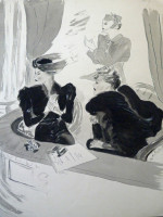 Original 1930s fashion drawing: three ladies at the opera | Not stated | £60.00