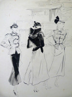 Original 1930s fashion drawing: three ladies and the fashions of 1939 | Not stated | £60.00