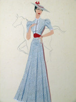 Original colour fashion illustration, 1930s elegant garden party dress | Not stated | £30.00