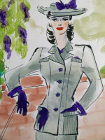 Original 1930s colour fashion illustration, a smart suited lady | Not stated | £30.00